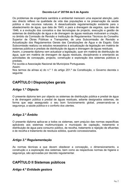 Decreto-Lei nÂº 207/94 de 6 de Agosto SumÃ¡rio ÃNDICE - CÃ¢mara ...