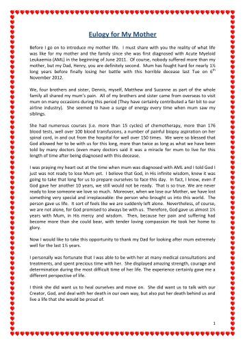 EULOGY for Gwen Sparkes, by her daughter - HeavenAddress