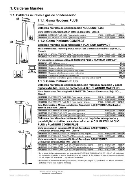 Precios - Baxi