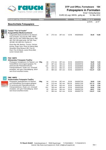 Fotopapiere in Formaten - Rauch GmbH