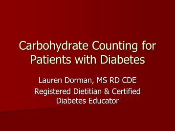 Carbohydrate Counting for pediatric patients with type 1 diabetes