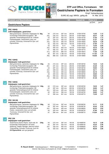 Gestrichene Papiere in Formaten - Rauch GmbH