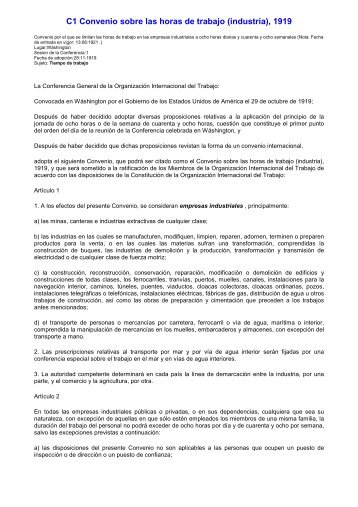 C1 Convenio sobre las horas de trabajo oit - Actualidad Laboral