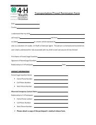 Transportation/Travel Permission Form - Lassen County