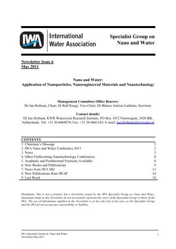Specialist Group on Nano and Water - IWA