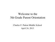 Welcome to the 5th Grade Parent Orientation - Patton Middle School