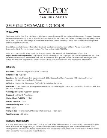 self-guided walking tour - Admissions - Cal Poly San Luis Obispo