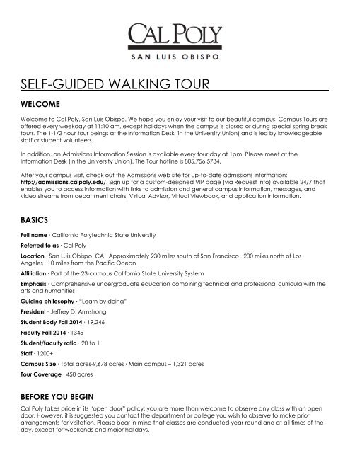 Self Guided Walking Tour Admissions Cal Poly San Luis Obispo