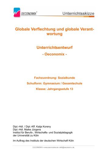 Globalisierung - Unterrichtsentwurf - Oeconomix