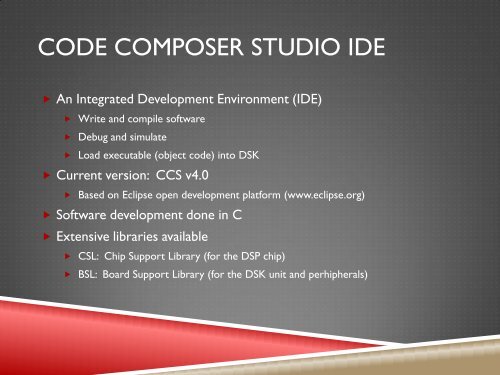 introduction to the ti c6713dsk and code composer studio