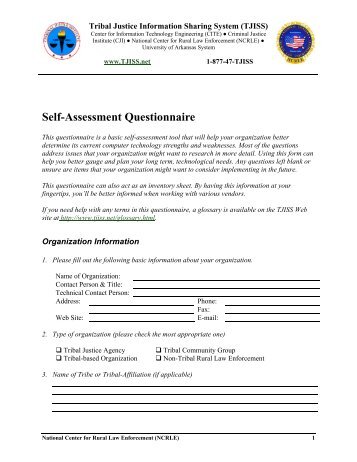 (TJISS): Self-Assessment Questionnaire - SEARCH - National ...