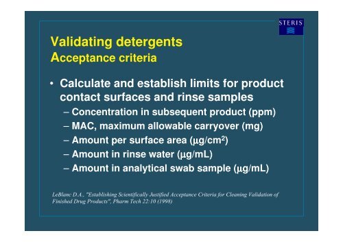 Selecting and Validating Detergents for CIP Applications- An ... - A3P