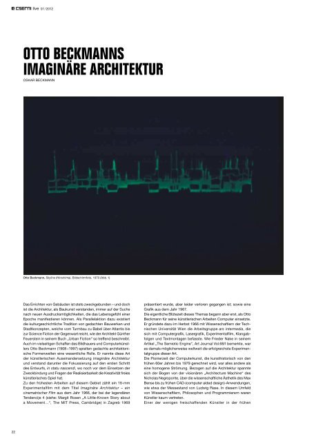 Erstausgabe Csernilive Architektur/Raum/Kunst Martin Cserni, Oktober