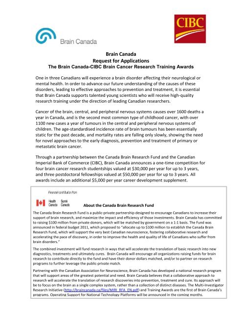 Brain Canada-CIBC Brain Cancer Research Training Awards