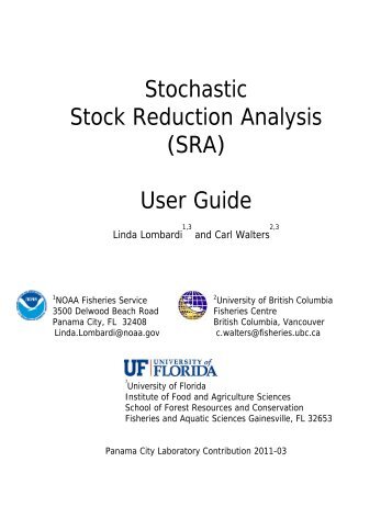 Stochastic Stock Reduction Analysis (SRA) User Guide