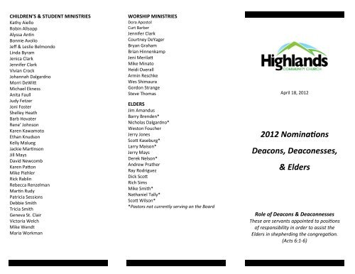 12 Nominations Deacons Deaconesses Elders Clover