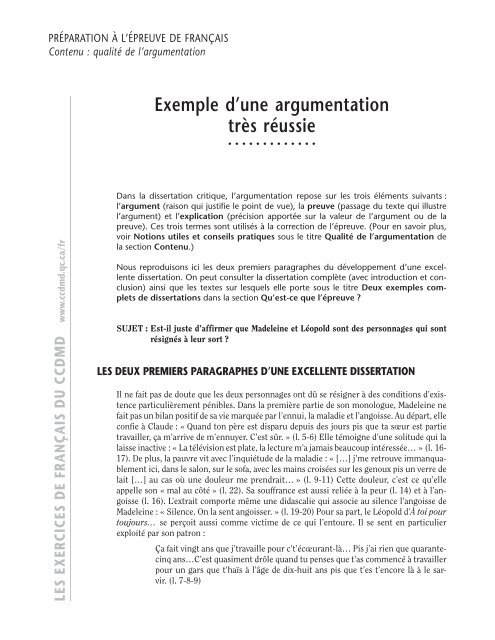 dissertation francais terminal