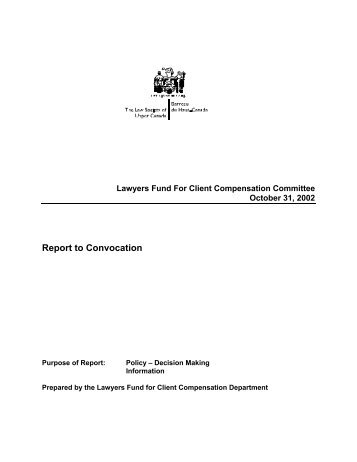 Lawyers Fund for Client Compensation Committee Report including ...