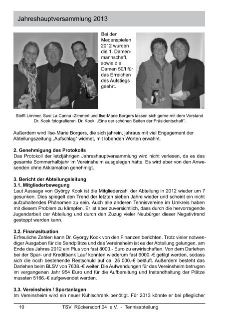Jahreshauptversammlung - Mannschaften ... - TC Rückersdorf