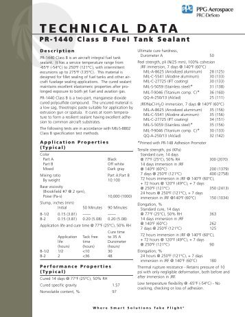 PPG PR-1440 Class B Fuel Tank Sealant - Central Coating