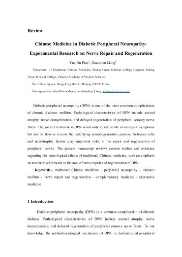 Review Chinese Medicine in Diabetic Peripheral Neuropathy ...