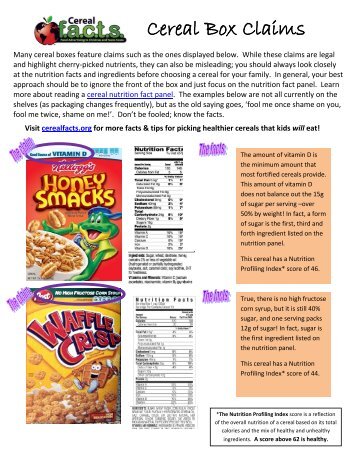 Cereal Box Claims - Cereal FACTS