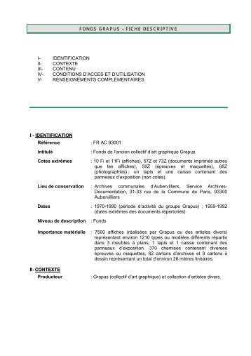 Notice du fonds (description, biographie et bibliographie) - Ville d ...