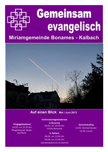 Gemeindebrief Mai / Juni 2013 - Miriamgemeinde Frankfurt