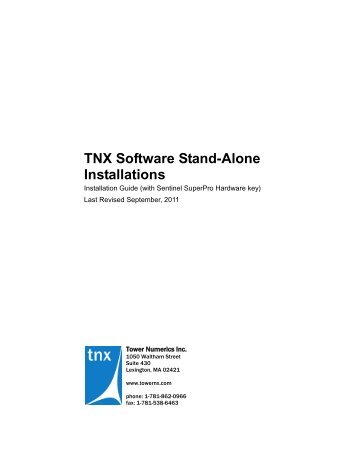TNX Software Stand-Alone Installations - Tower Numerics