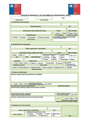 Formulario de enfermedad de profesional - SEREMI de Salud