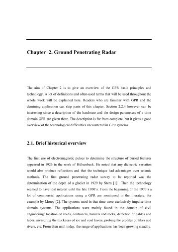 Chapter 2. Ground Penetrating Radar - Signal and Image Centre