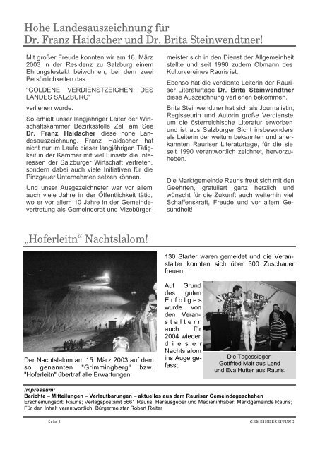 Gemeindezeitung - Rauris