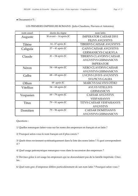 Compléments d'étude - Helios