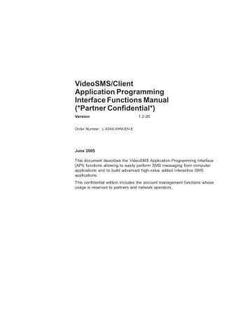 VideoSMS/Client Application Programming Interface ... - MCTel