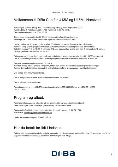 Program - NÃ¦stved Badminton