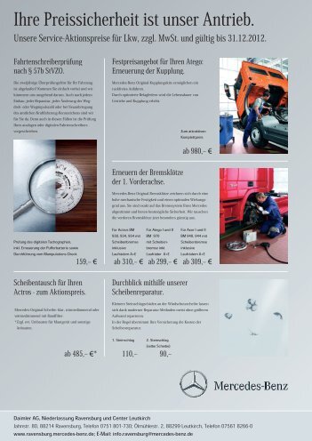 Beispiel Angebote - Mercedes-Benz Niederlassung Ravensburg