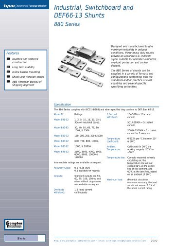 Technical Specifications - Crompton Western Canada Inc.