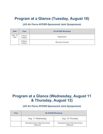 Program at a Glance (Tuesday, August 10) Program at a Glance ...