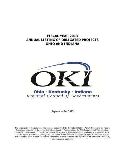 fiscal year 2013 annual listing of obligated projects ohio and ... - OKI