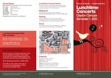 Semester 1 Lunchtime Concerts brochure - Arts - Monash University