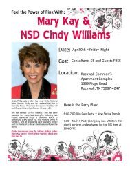 April 9th ~ Friday Night Consultants $5 and Guests ... - Cindy Williams