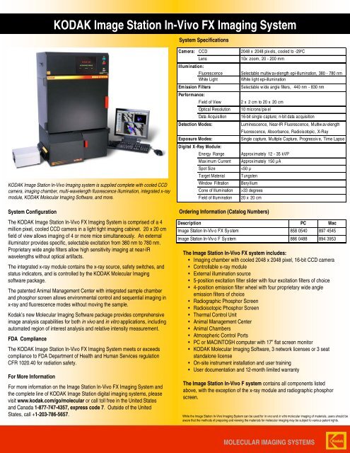 KODAK IMAGE STATION IN-VIVO IMAGING SYSTEMS - Raytest