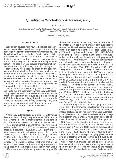 Quantitative whole-body Autoradiography part 1 of 9