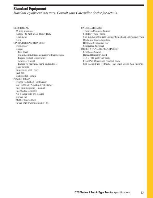 Specalog for D7G Series 2 Track-Type Tractor, AEHQ5716