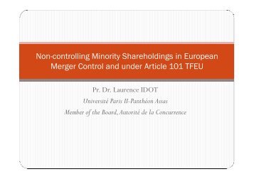 Non-controlling Minority Shareholdings in European Merger Control ...