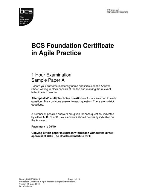 Sample Paper - BCS