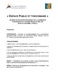 « ESPACE PUBLIC ET TOXICOMANIE » - Lausanne Région