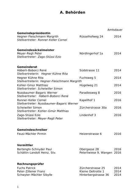 B. Konstituierung vom 25. Juni 2012 Amtsdauer 2012 ... - Galgenen