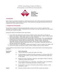 CPCA Coaching Code of Ethics Principles and ... - Tennis Canada