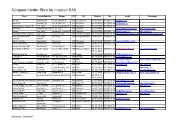 Alarm Stützpunkthändler - Elbro AG